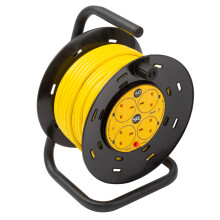 SLx Outdoor Extension Lead, 40m, 4 Socket Extension Reel, Heavy Duty Extension Cable, Thermal Cut Out, Extension Lead for Garden Lawn Mower Office, 1