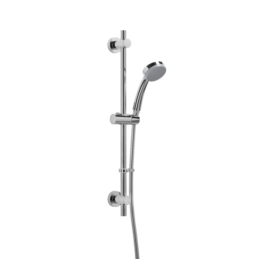 Croydex Presion Chrome Shower Riser Rail Kit - 68Cm Riser Rail, Pressure Boosting Shower Head, 1.5M Stainless Steel Hose And Adjustable Handset Holde