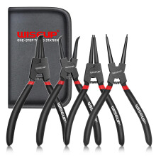 WISEUP Pliers Set, 170mm 4-Piece Bent/Straight Internal External Circlip Plier, Industrial Carbon Steel plier Set, Anti-Rust