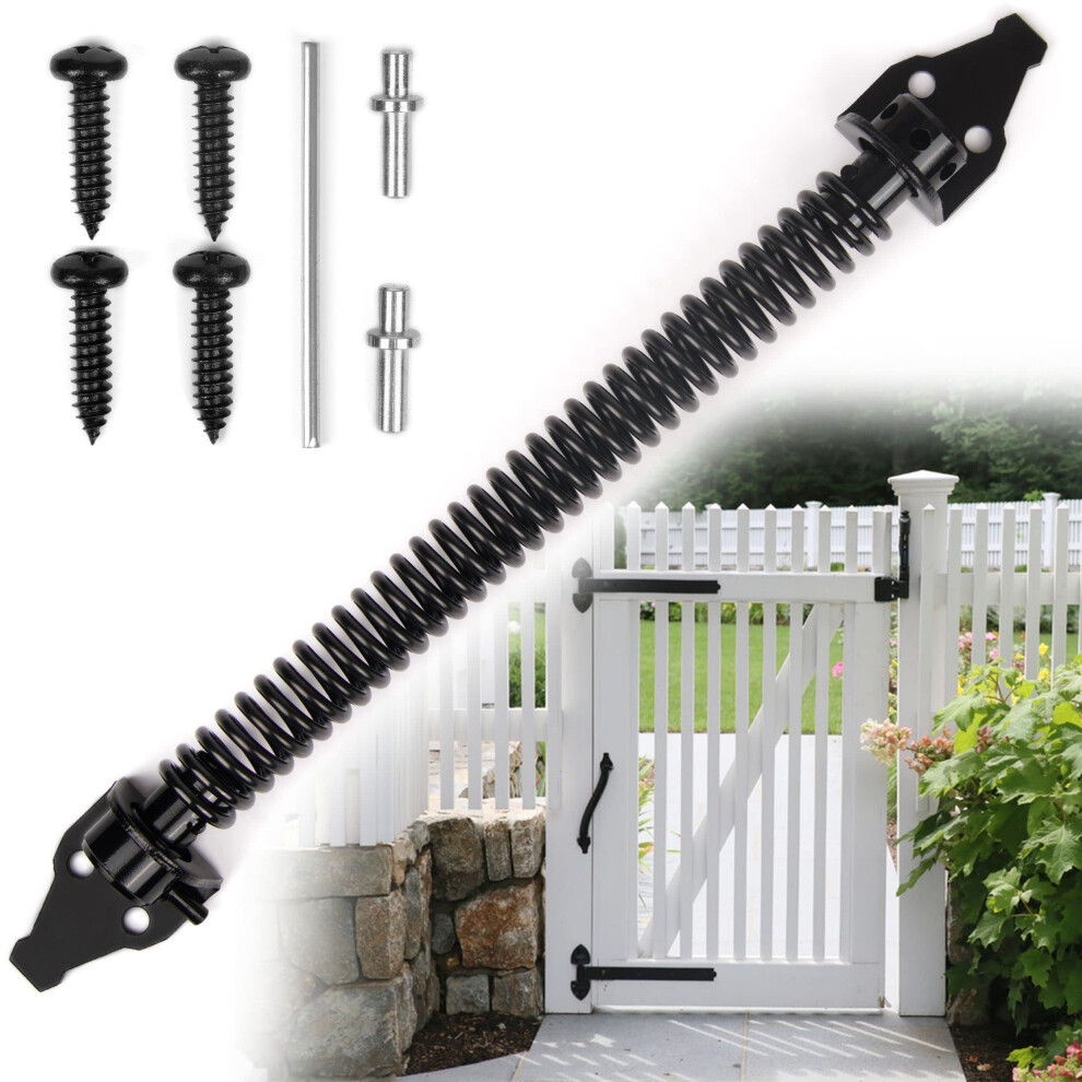 14 Inch Self Closing Gate Spring Hardware Adjustable Metal Spring Closure For Light To Heavy Duty Wooden Gates Door Fence Black Garden Gate Closer 5051226583162