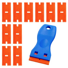 Plastic Razor Scraper Tool with 10 Plastic Razor Blades, Car Sticker Remover for Removing Glue Sticker Decals, Scraping Stickers, Labels and Decals f