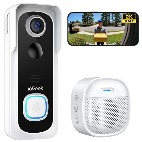 ieGeek Doorbell Camera Wireless No Monthly Fee, 2K