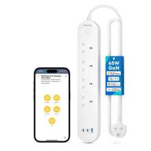 Meross Smart Power Strip, 65W GaN Fast Charger, 4 Outlet + 2 USB C + 1 USB A, WiFi Plug with 2 PD Ports, Support Apple HomeKit, Alexa, Google Home and