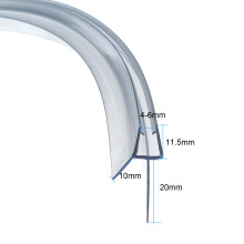 QOROCO Pre Curved Shower Door Seal Strip 2Pcs 80 cm for 46mm Curved Gl
