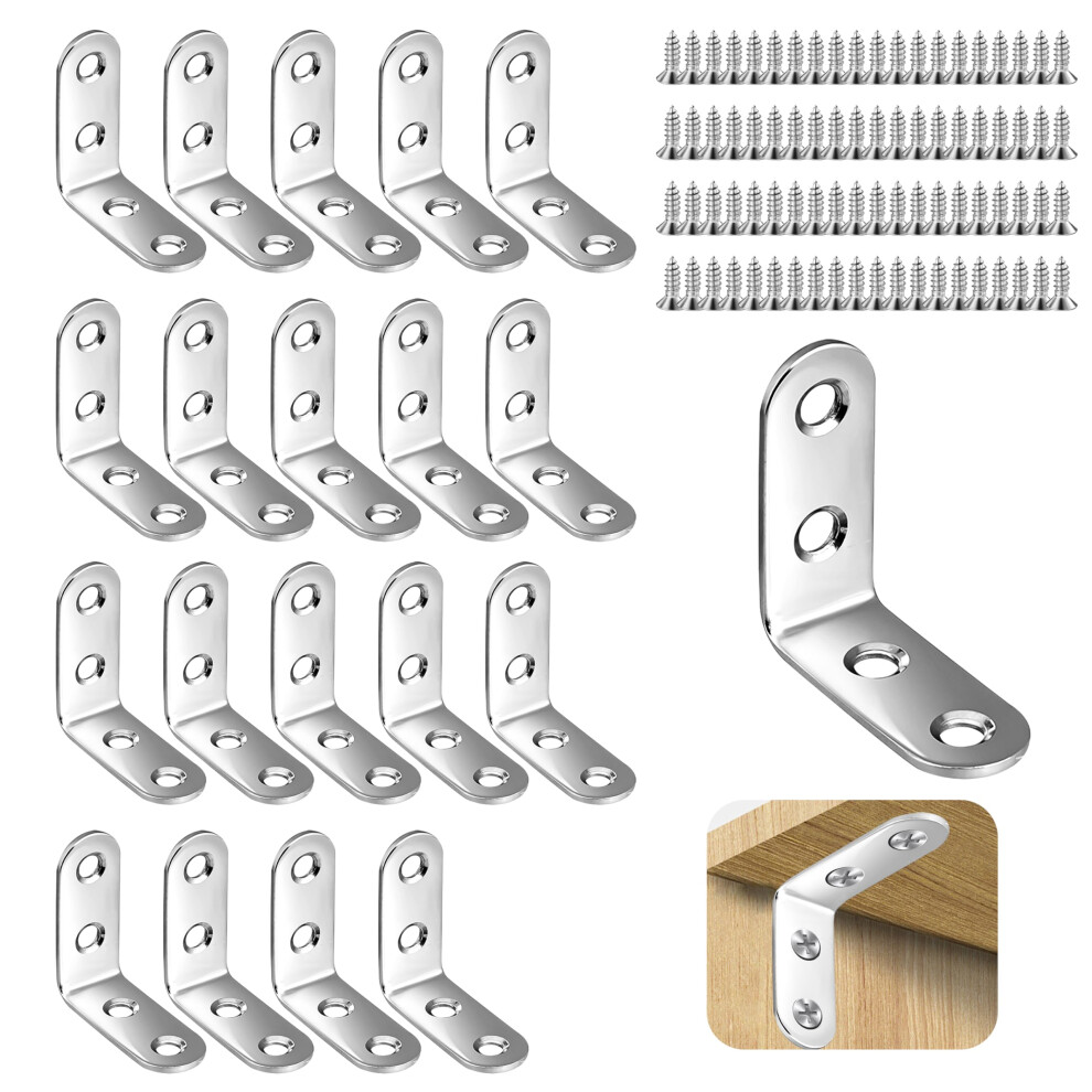 Hhverse 20 Pcs Angle Brackets 90 Degree Bracket 40X40mm (4