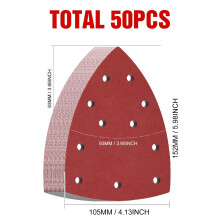 KONGMING 50 Pcs Mouse Sanding Pads 180 Grit 11 Hole Detail Sander Pape