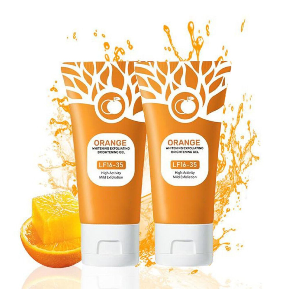 Orange Exfoliating Gel Facial And Body Scrub, Deep Cleansing Brightening Glow, 2Pcs 3.53Oz
