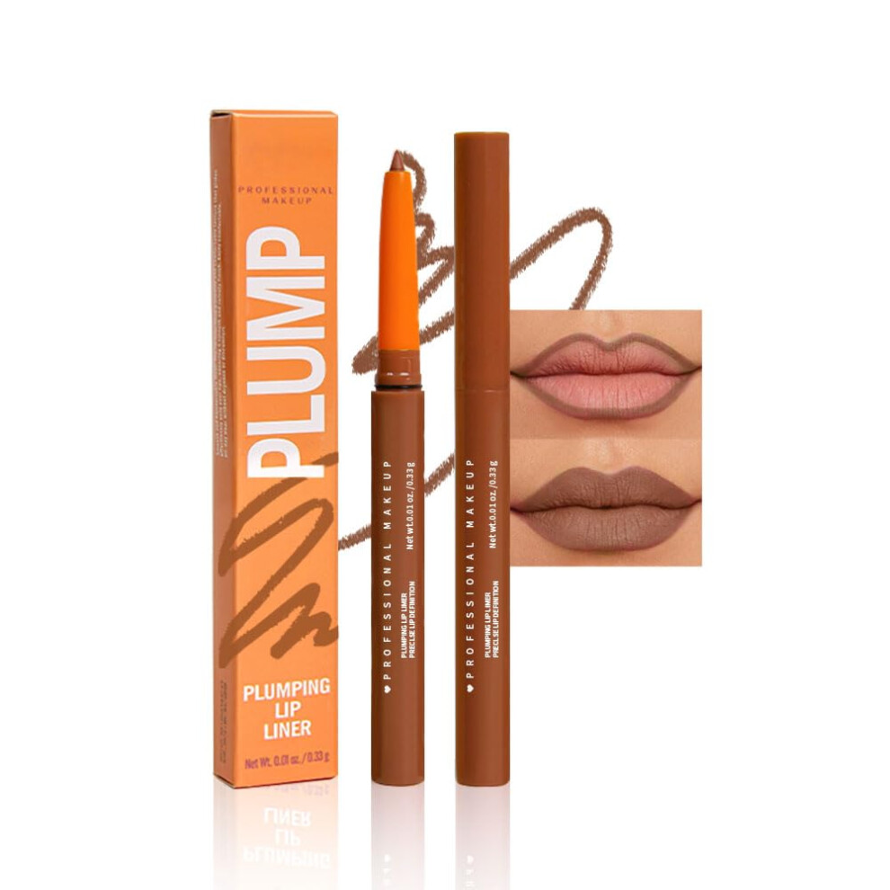 Waterproof Matte Lip Liner Pencil with Retractable Creamy Crayon, Long Lasting Vegan Brown 11#