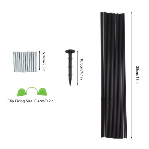 Fibreglass Rod Set with 12 Connectors & 12 Clips