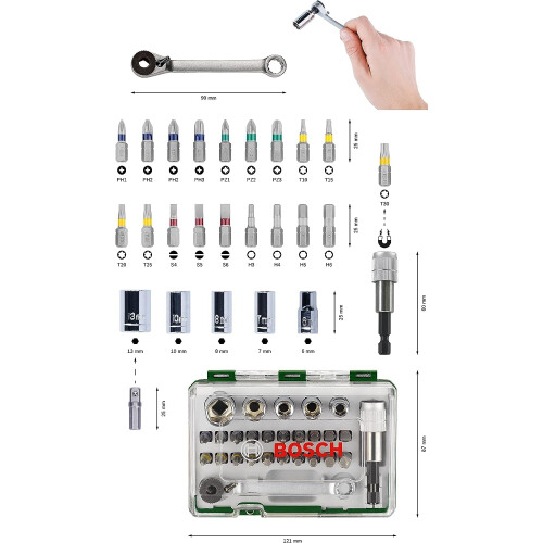 Bosch Bosch 27pc.Screwdriver Bit and Ratchet Set (PH-, P 2