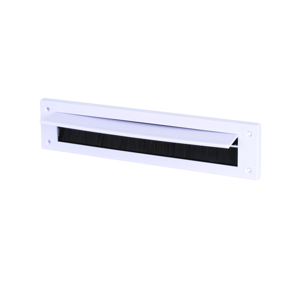 Internal Letter Box Draught Excluder Cover With Brushes & Flap - White Pvc 5051226594991