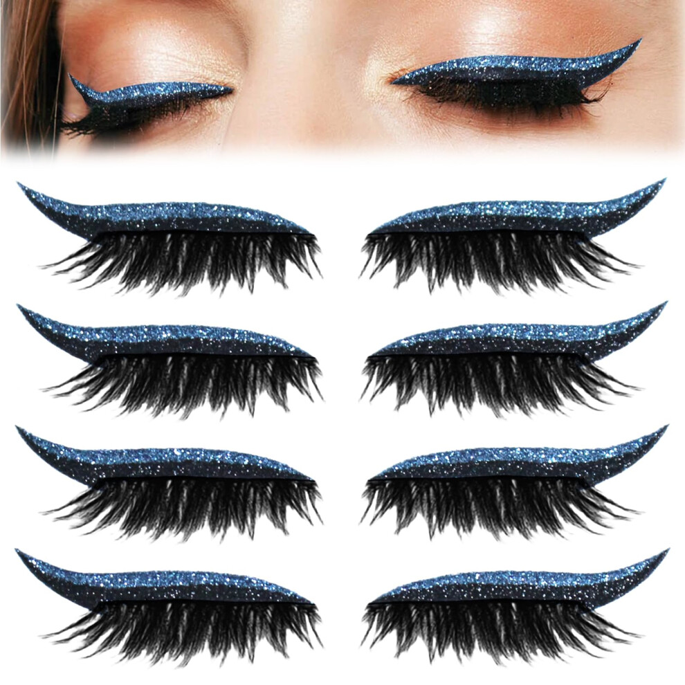 2in1 Eyeshadow and Eyelash Stickers, Reusable Waterproof Eye Makeup Patches with False Lashes