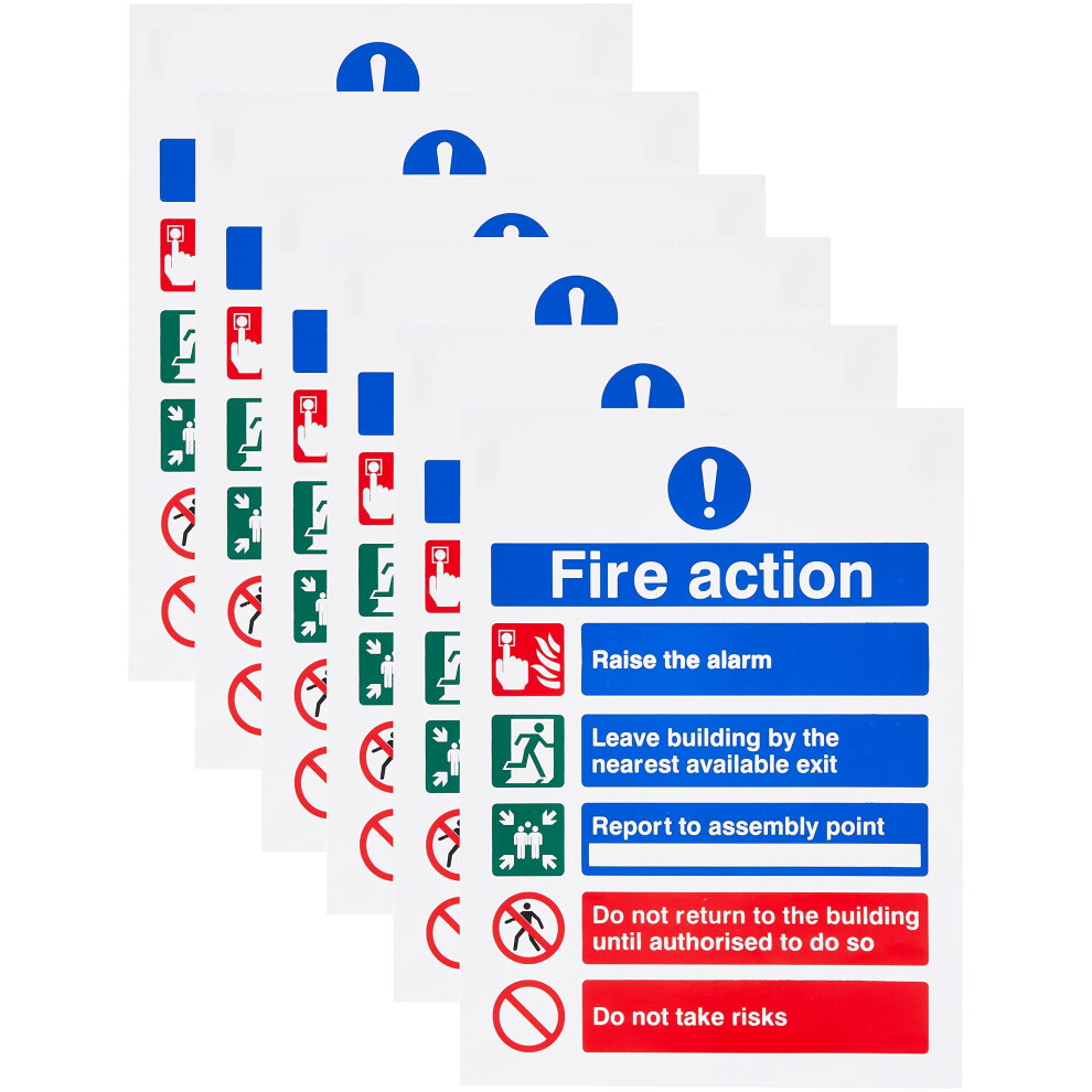 Pack Of 6 Raise The Alarm Fire Action Notice Signs 150Mm X 200Mm - Self Adhesive 3278952722975