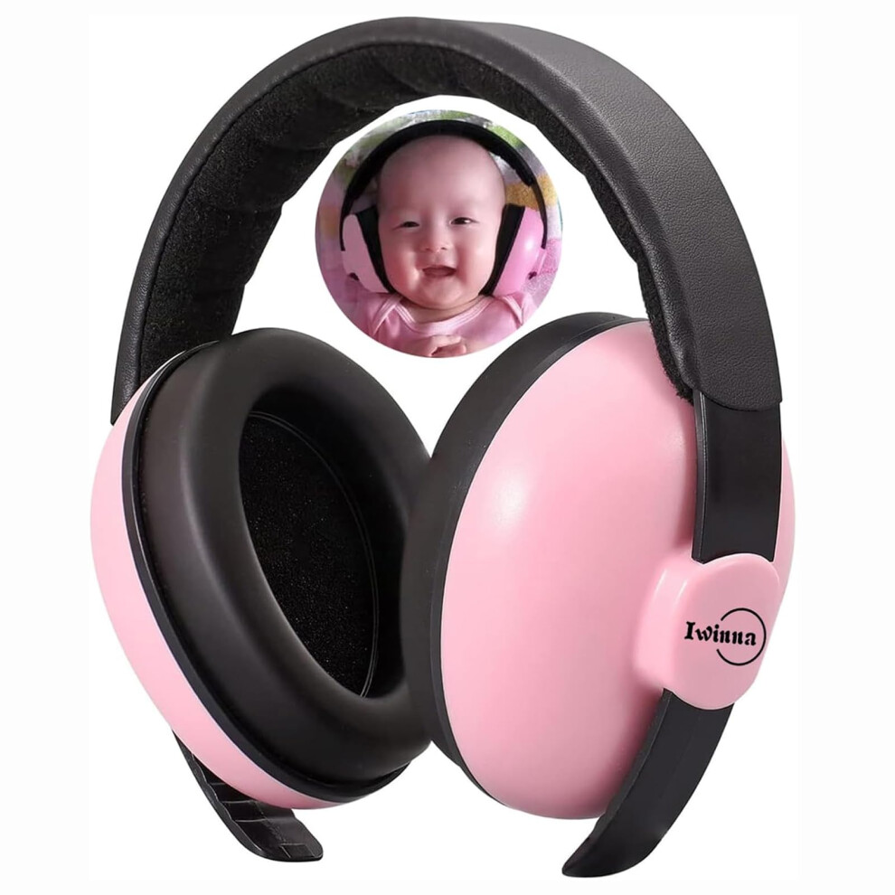 Iwinna Baby Ear Defenders 0-24 Months Infant Noise Cancelling Headphones For Sleeping Airplane Fireworks Loud Environments, Pink 5006963359655