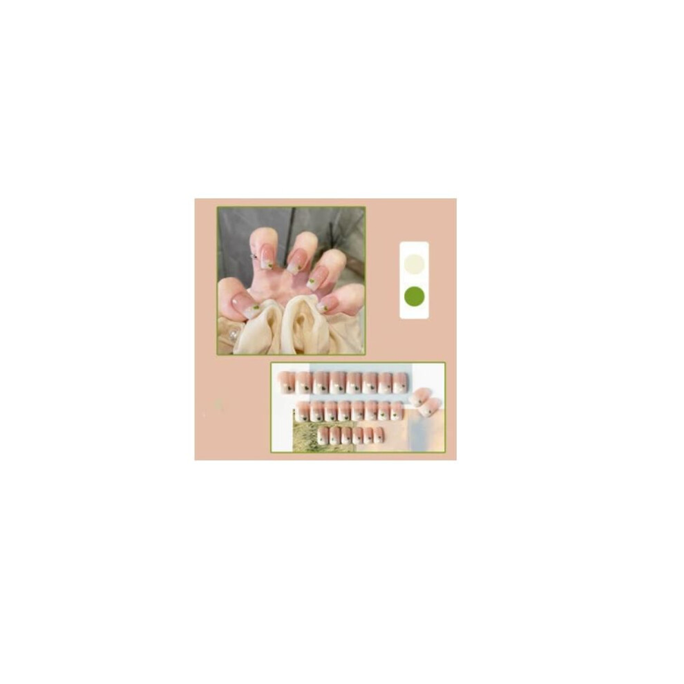 Blue Coconut Milk Press On Nails 24Pcs Set, Salon Quality, Easy Application, Reusable Fake Nails