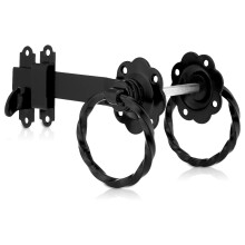 XFORT Ring Gate Latch Twisted Black, Door Latch with Black Powder Coating to Resist Corrosion and Protect Against The Weather