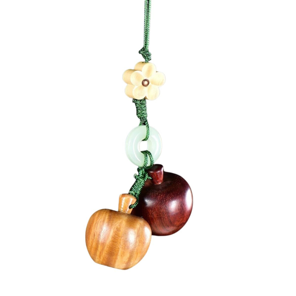 Sandalwood Pendant Keychain With Handcarved Wood Apple, Lucky Phone Charm And Symbol Of Peace 9092120431513