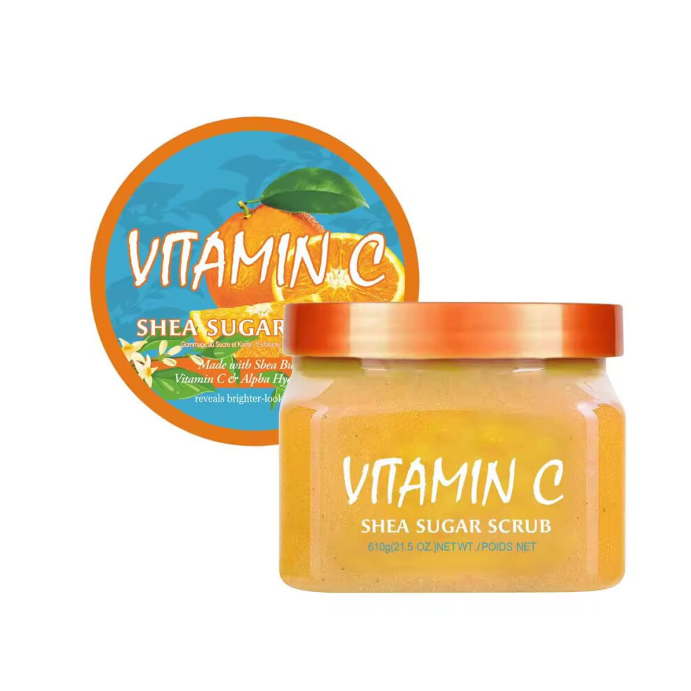 Vitamin C Sugar Body Scrub 21.5oz with Shea Butter and Natural Oils for Brightening and Exfoliation