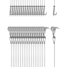 QWORK Picture Hanging Wire Kit, 2m Φ1.5mm Stainless Steel with Wire Adjustable Hook and Rail Moulding Hook Hold Up to 40 KG (20 pcs)