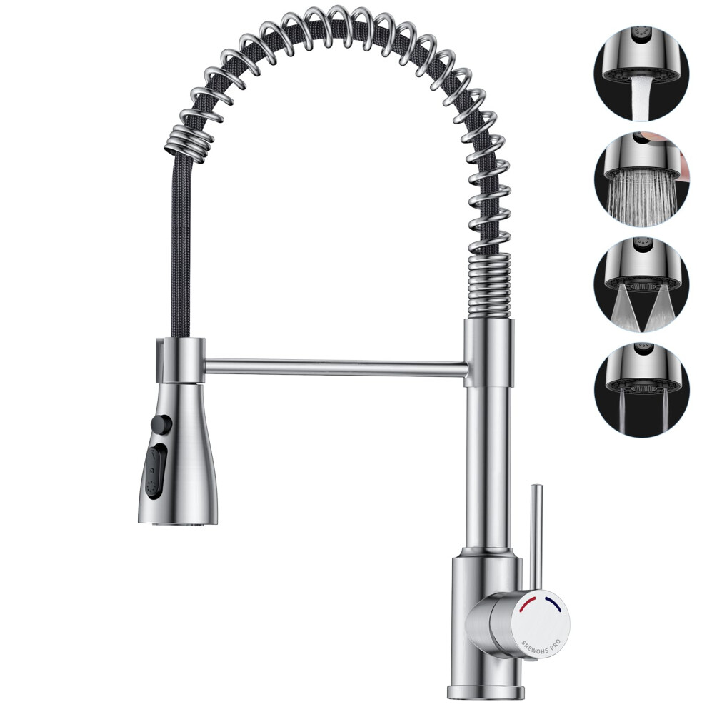 Srewohs Pro Kitchen Tap,Kitchen Sink Mixer Taps With Pull Down Spray Head, 360Swivel Spout With 4 Modes 5051226630392