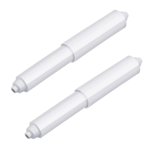 2 Pcs White Spring Loaded Toilet Paper Holder Roller Replacement Set, Adjustable Easy Install Design for Bathroom