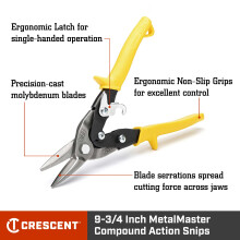 Wiss M3R Metalmaster Compound Action Aviation Snips Cuts Straight Left