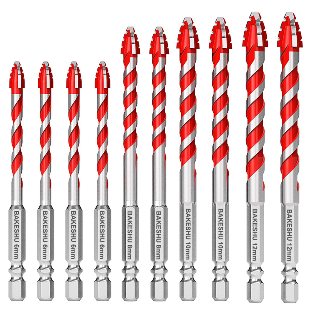 10 Pcs Eccentric Drill Bit,Masonry Drill Bits,Professional Tungsten Carbide Drill Bit For Tile,Glass,Quartz,Porcelain,Cement,Ceramic,Brick,Granite,Ma 69240195