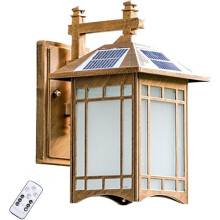 Outdoor Solar Wall Light Vintage Rustic Waterproof LED Barn Sconce with Remote for Porch Garden Bronze
