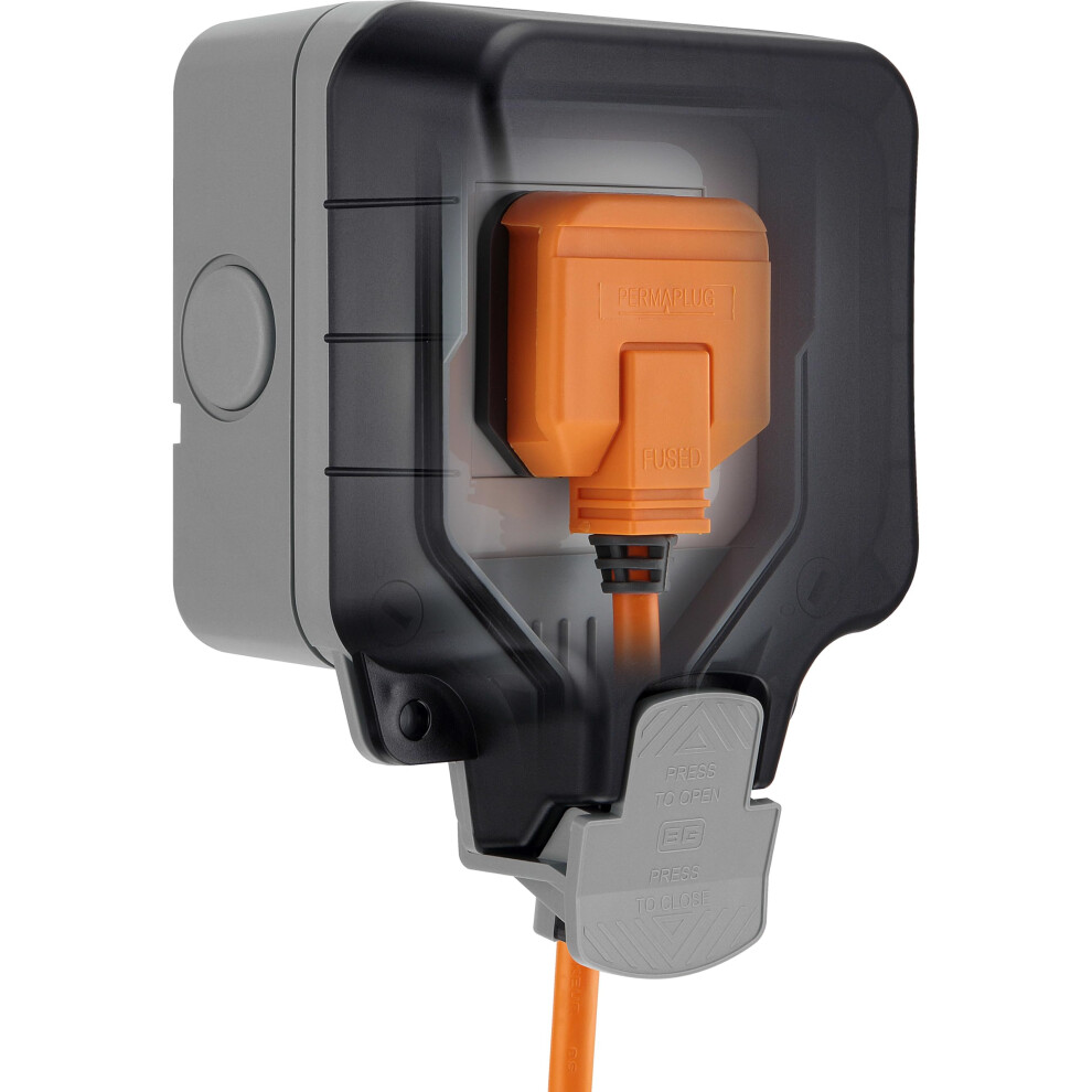 Bg Electrical Wp23-01 Single Outdoor Weatherproof Unswitched Socket, Ip66 Rated, 13 Amp, Grey 5051226613494