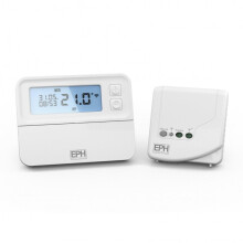 NASUSA EPH Digital RF Programmable Room Thermostat - Receiver Combipack 4 / RFRP & RF1A / (White, Modern Style, Zigbee, Touch Control, Battery Powered