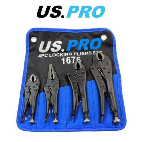 us pro US PRO 4pc Locking Pliers Set 5" 6.5" 7" 10" Mole Vice Clamp 1676 1