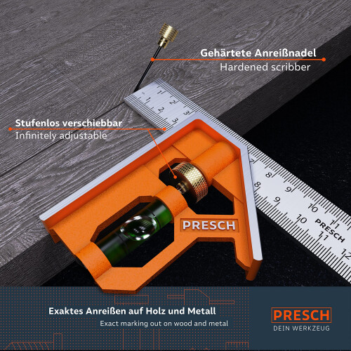 Presch Combination Square 150mm Metric – Accurate 2