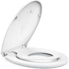 STOREMIC Soft Close Toilet Seat White with Quick Release Function, Simple Top Fixing Family Toilet Seats with Child Seat Built-in, Standard Toilet Se