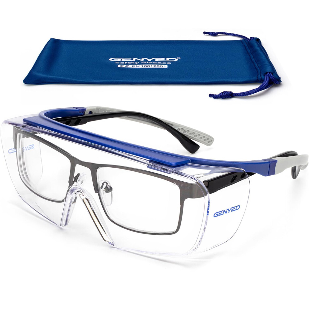 Genyed Safety Glasses For Work, Fit Over Prescription Glasses, Protection Glasses, Ce En166 Certified, Anti-Scratch Anti-Fog Uv400, Wrap-Around Lense 84023162