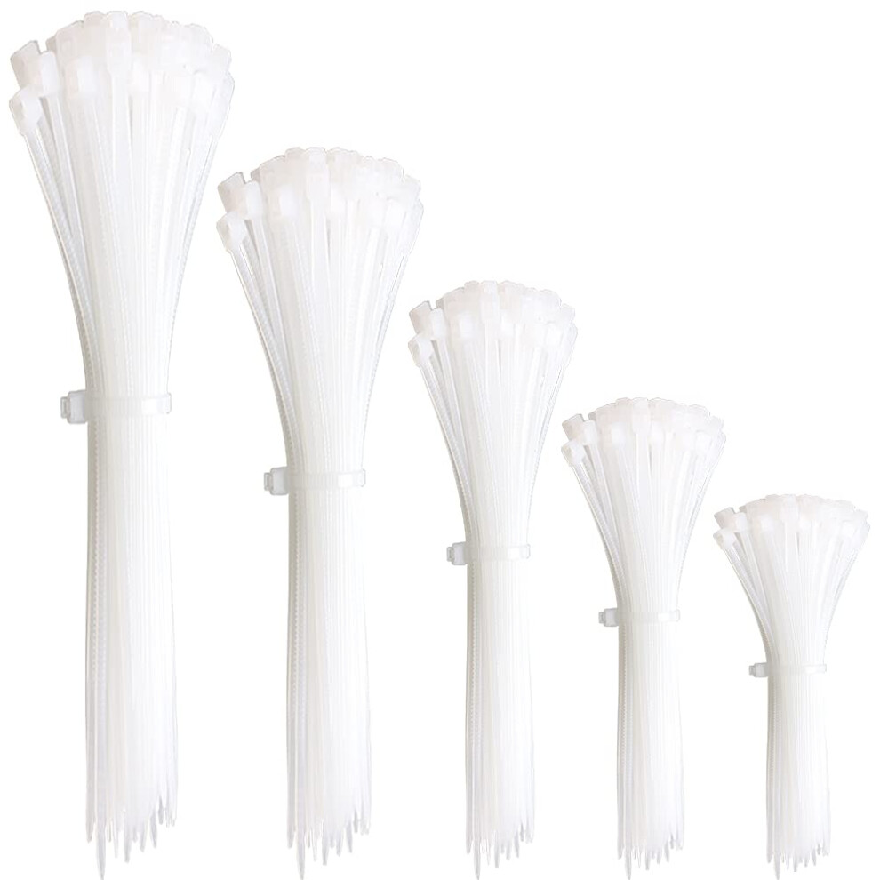 Photos - Electrical Wire & Cable Oksdown 300 Pieces White Nylon Cable Ties Mixed Pack Heavy Duty Strong Self Locking Long Plastic Clear Zip Tie Wraps Assorte