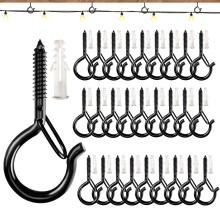 OSELEE Screw in Hooks, 30 PCS Outdoor Q-Hanger, Wall Mount Ceiling Hook, Safety Buckle Design, Used for Hanging Basket Planters, Wind Chimes, Key, Str