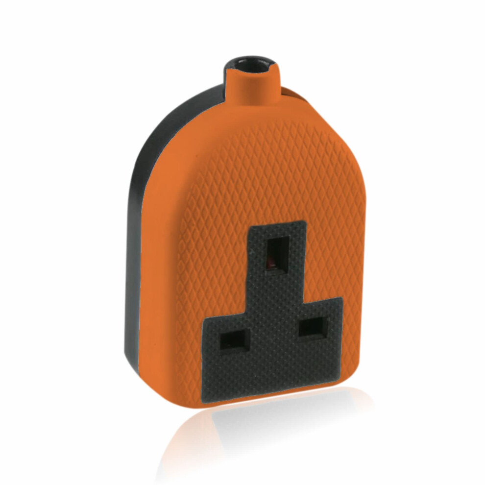 Heavy Duty Electrical 13 Amp 1 Gang Re-Wireable Rubber Block Extension Socket - Orange (Single Socket) 5051226974915
