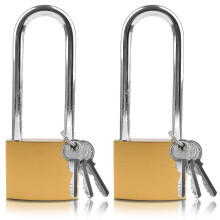 Lamondre 2 Pcs Heavy Duty Long Shackle Padlocks with Keys - Outdoor High Security, Keyed Alike for Shed, Garage, Garden, Gate - 38mm