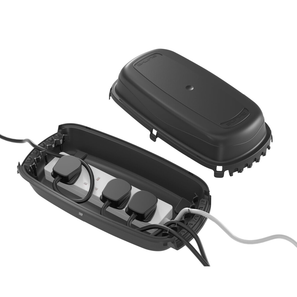 D-Line Weatherproof Electrical Box, Outdoor Extension Socket Box, Ip54, 2X Entry And Exit Sections For Ease Of Use - Black 5051226586842