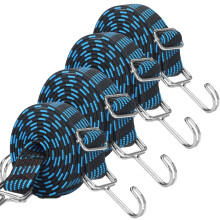 JETAINE Bungee Cords with Hooks, 4PACK Adjustable Bungee Strapes, 200cm Heavy Duty Elastic Rope Long Flat Cord for Bike Luggage Rack Tarp Camping Ten