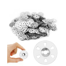 QWORK 500 PCS/Pack 35mm Diameter Galvanized Steel Washers with Six Holes, Easy Fix and Corrosion Resistant Washers for Insulating Boards, Plasterboa