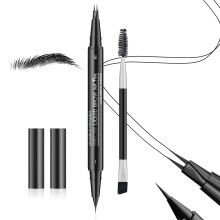 Dual Ended Microblading Eyebrow Pen Waterproof Long Lasting Natural Brow Pencil Black