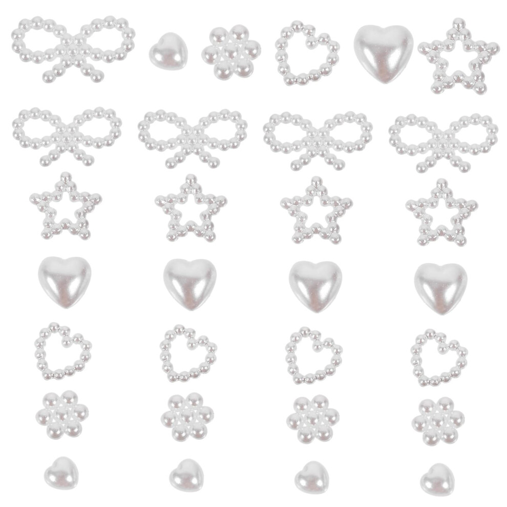 HeartShaped Pearl Nail Art Decorations Set with Flatback Charms for Elegant DIY Manicures