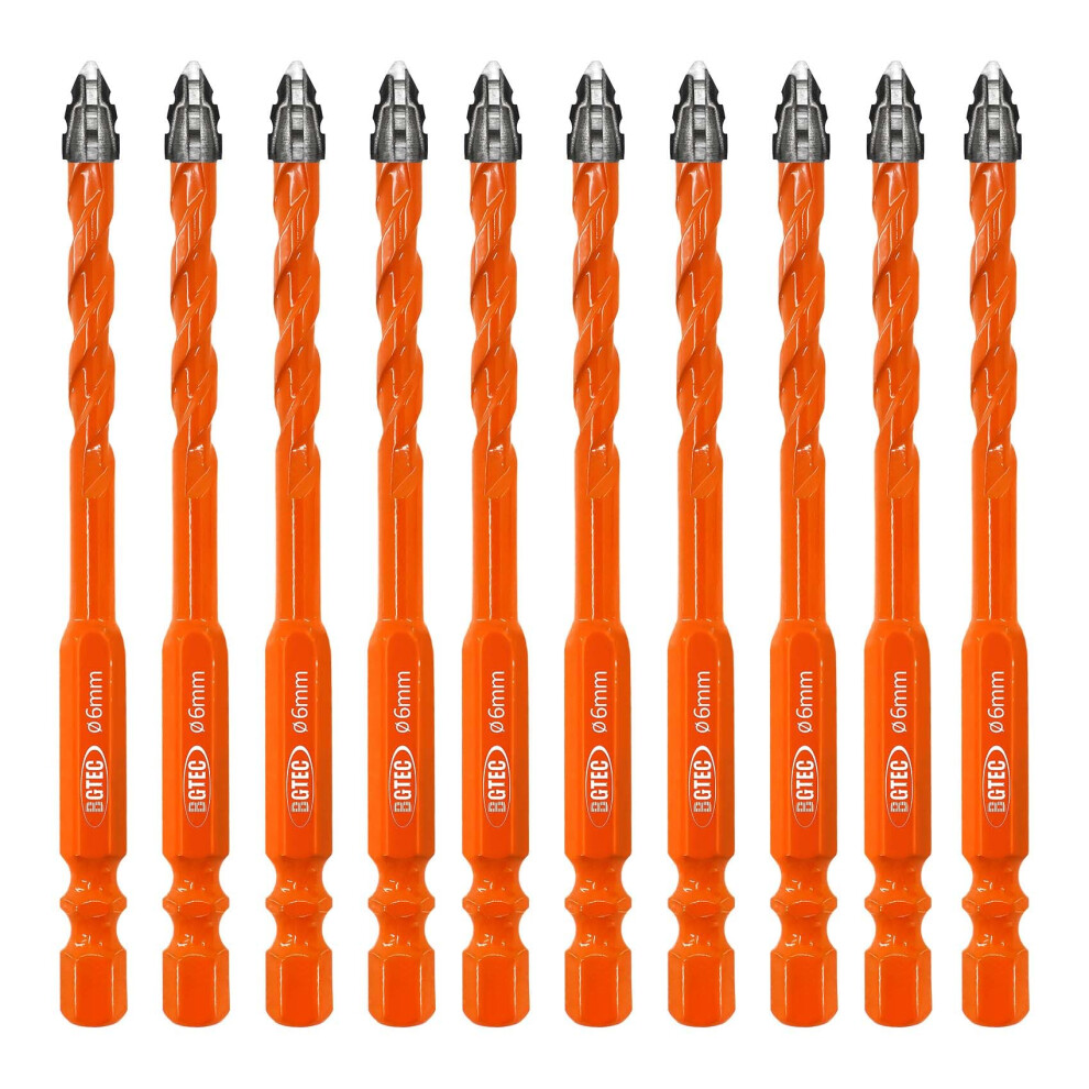 Bgtec Serrated Carbide Masonry Drill Bit Set - 10Pcs 6Mm Multi-Purpose Wood Drill Bits For Masonry, Wood, Plastic, Brick, Tile, Glass, Concrete & Mar 5008215530454