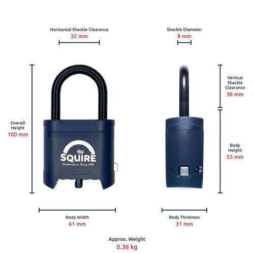 Squire Squire Mystic Combi BF60/1.5 Long Shackle Heavy Du 1