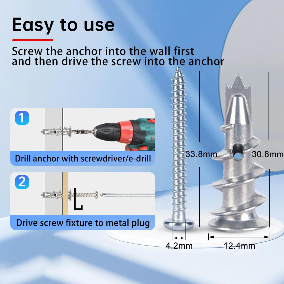 Zynthor 20Pcs Plasterboard Fixings Plasterboard Wall Plugs And Screws 5005856375581