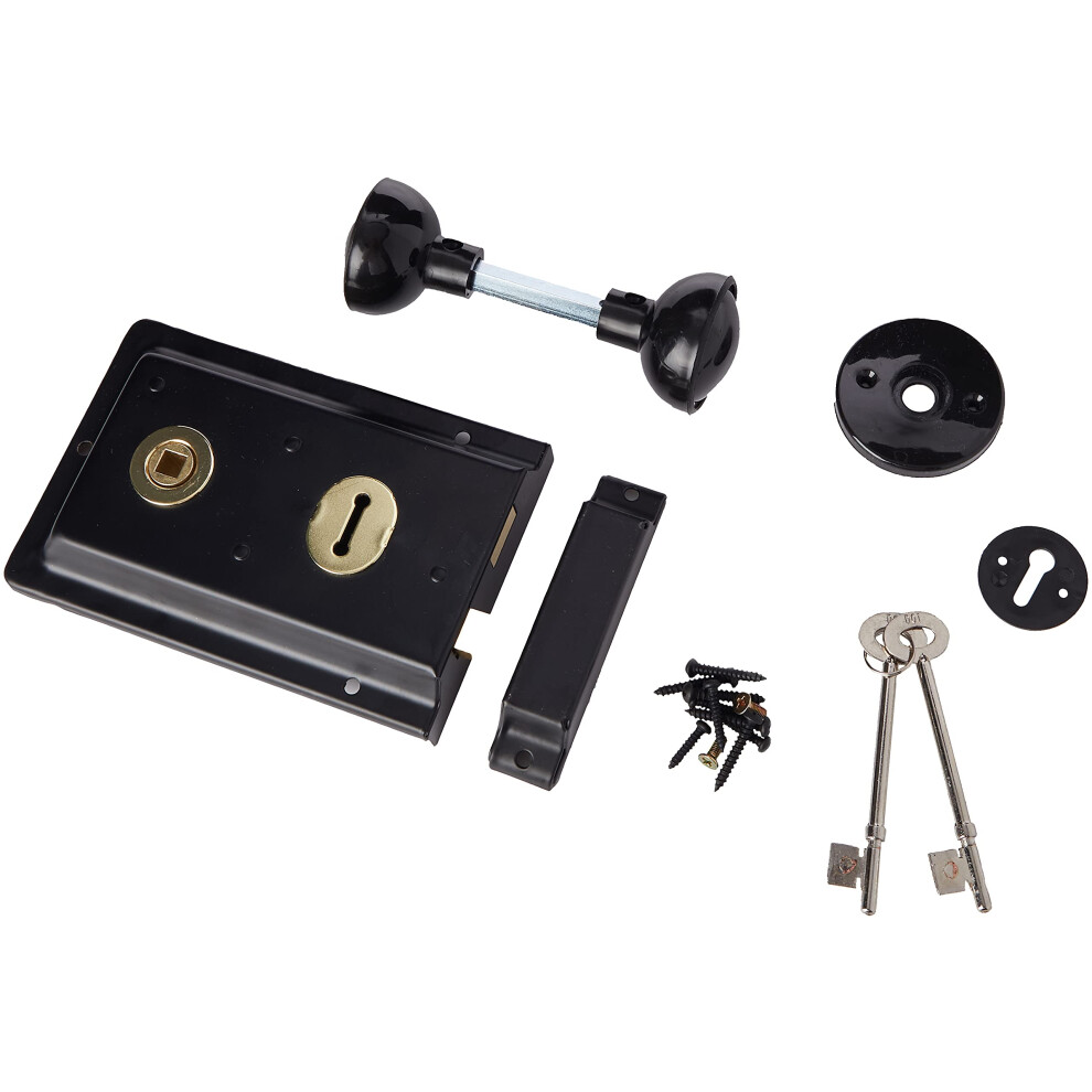 Photos - Door Lock ERA Rim 6 x 4-inch Sashlock with Handles - Black, 177-10-2 