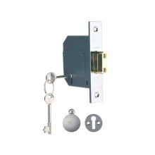 Yale PM562 High Security BS 5 Lever Mortice Dead Lock 64mm 2.5-inch - Polished Chrome Finish - 2 Keys included