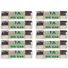 Nartel 10 X 1 AMP SHAVER FUSES BS646 1AMP MINI FUSE 20MM X 5MM