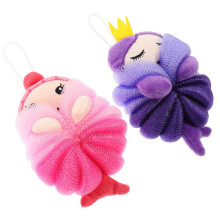 2Pcs Kids Bath Loofah Balls with Cartoon Shape, Gentle Exfoliation and Rich Foaming for Children